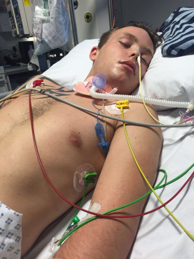 Ashton in Southmead Hospital after his accident