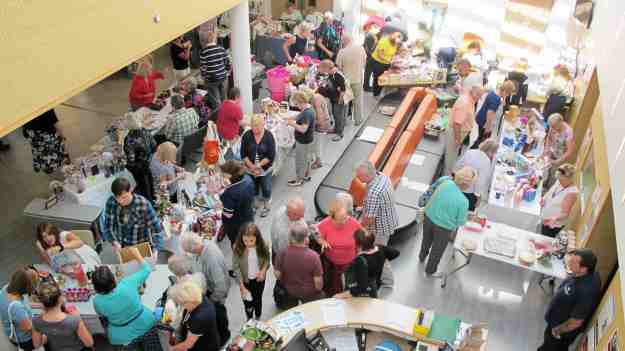 Visitors looking around the craft stalls.