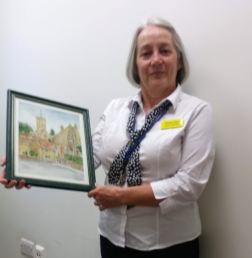 shirley holding a painting of South Petherton