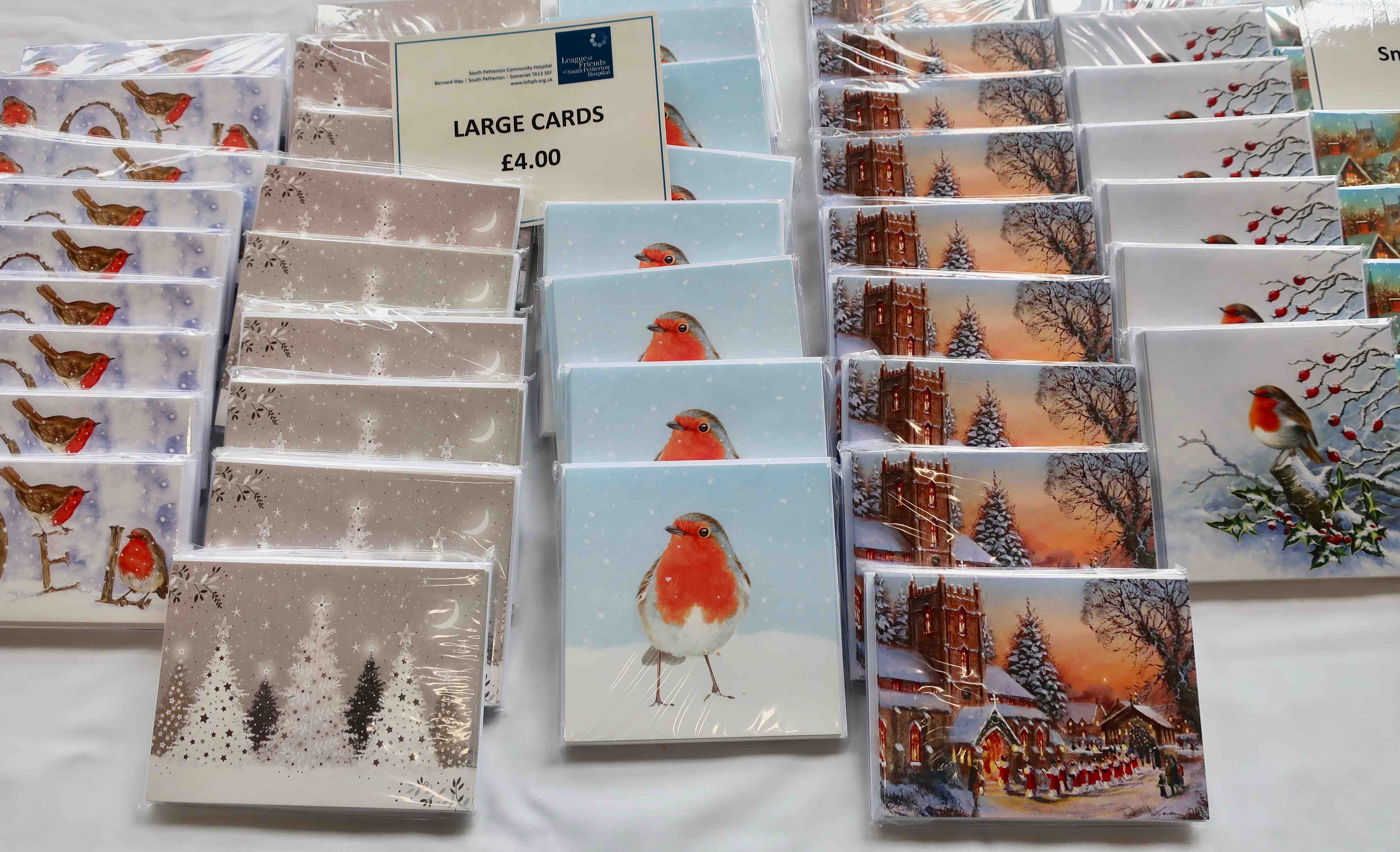 rows of Christmas cards