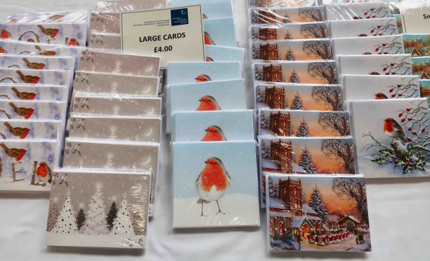 rows of Christmas cards